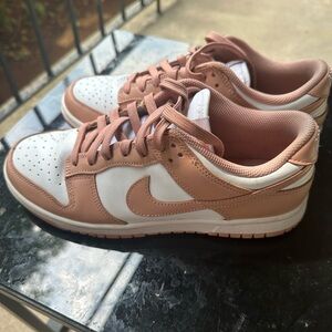 Nike Women's Dunk Sneakers in White and Rose Whisper
